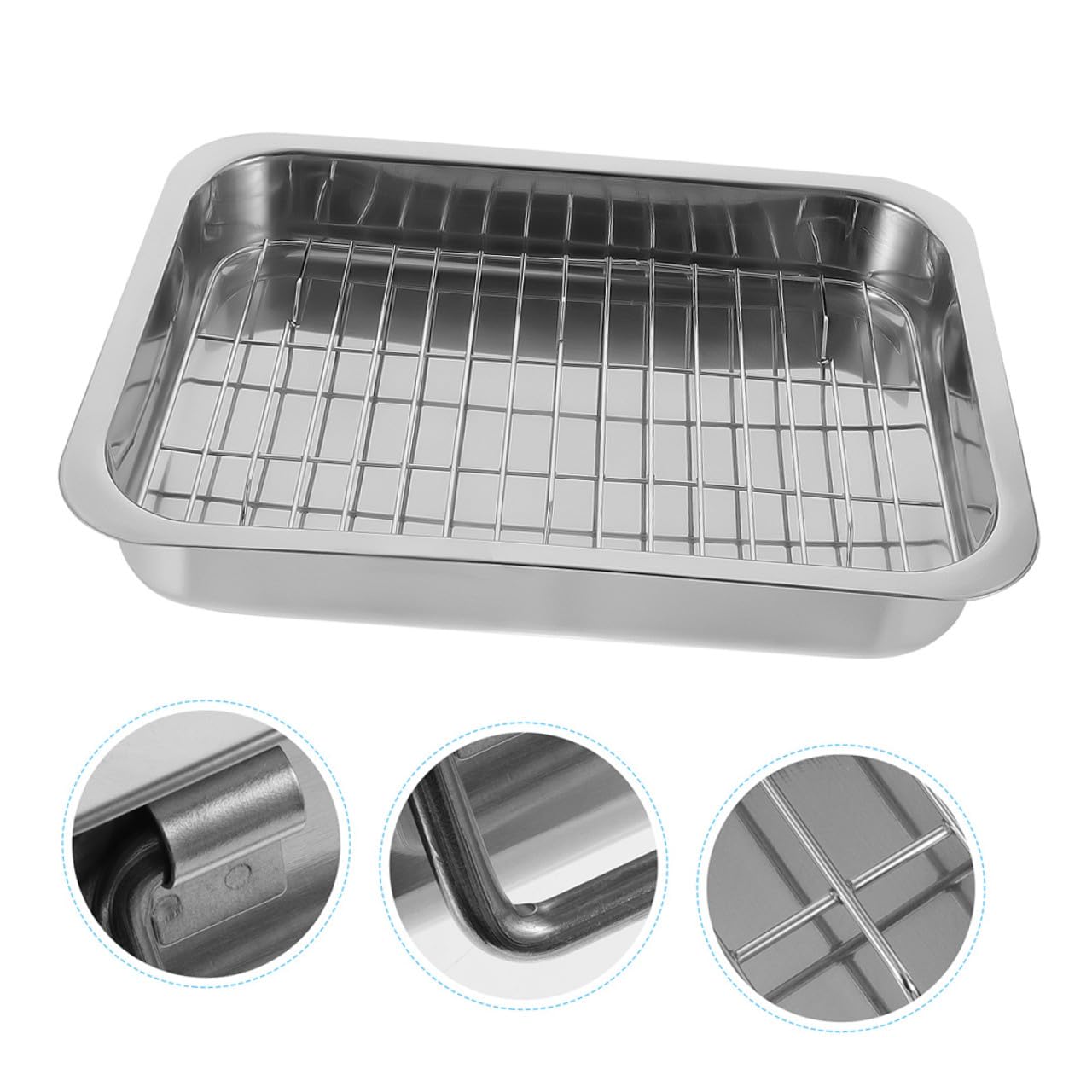 TOYANDONA Bandeja de Hornear Rectangular Acero Inoxidable con Rejilla Práctica para Horno Menaje Cocina y Repostería