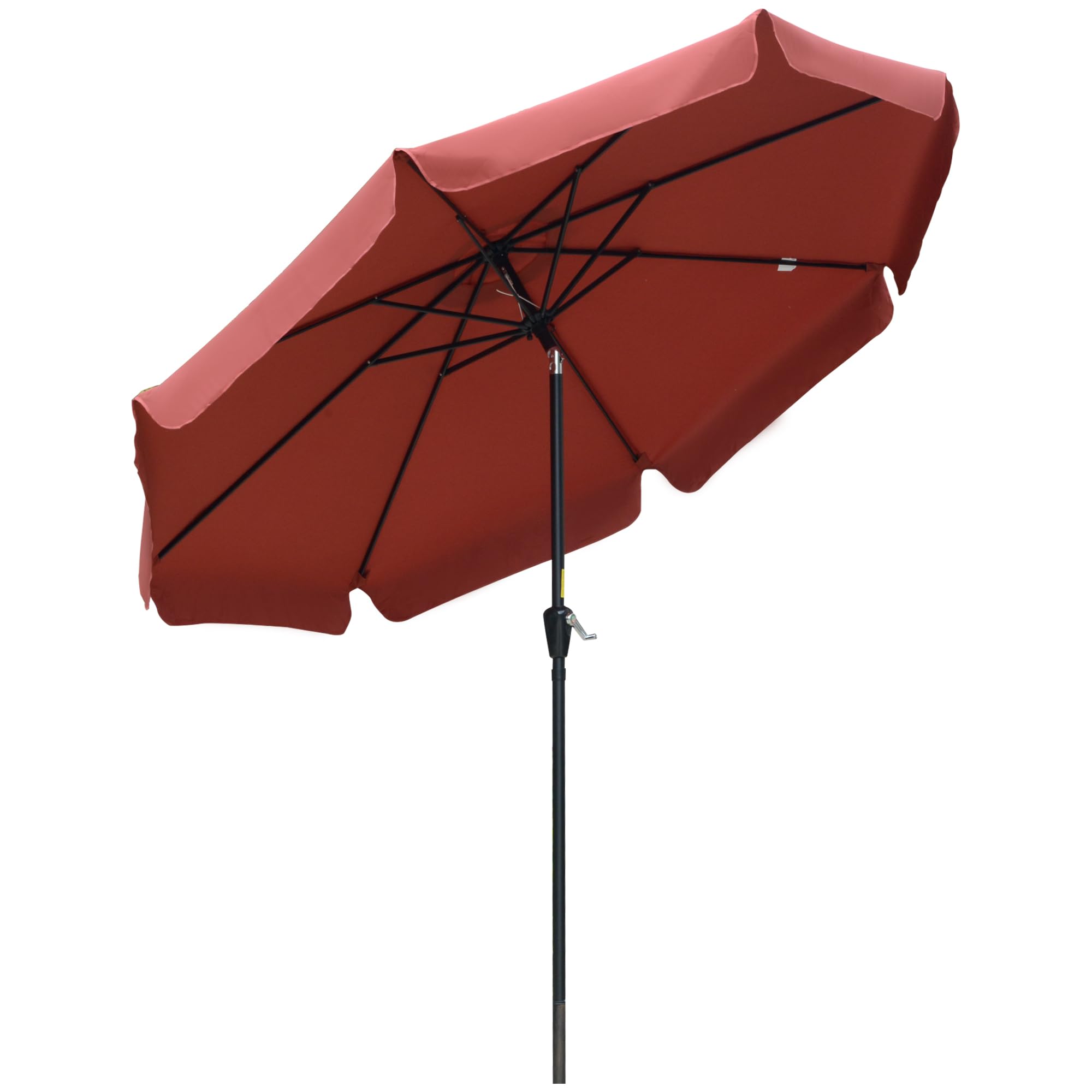 Outsunny Red Parasol With Crank Handle And Ruffles Wine 2.7M