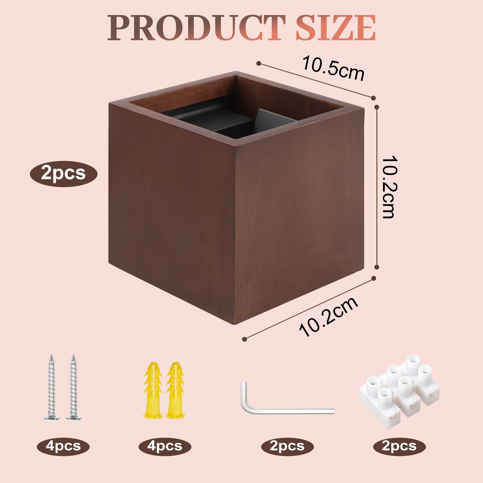 2 pièces Applique Murale Intérieure Bois 8W Blanc Chaud 3000K Haut et Bas