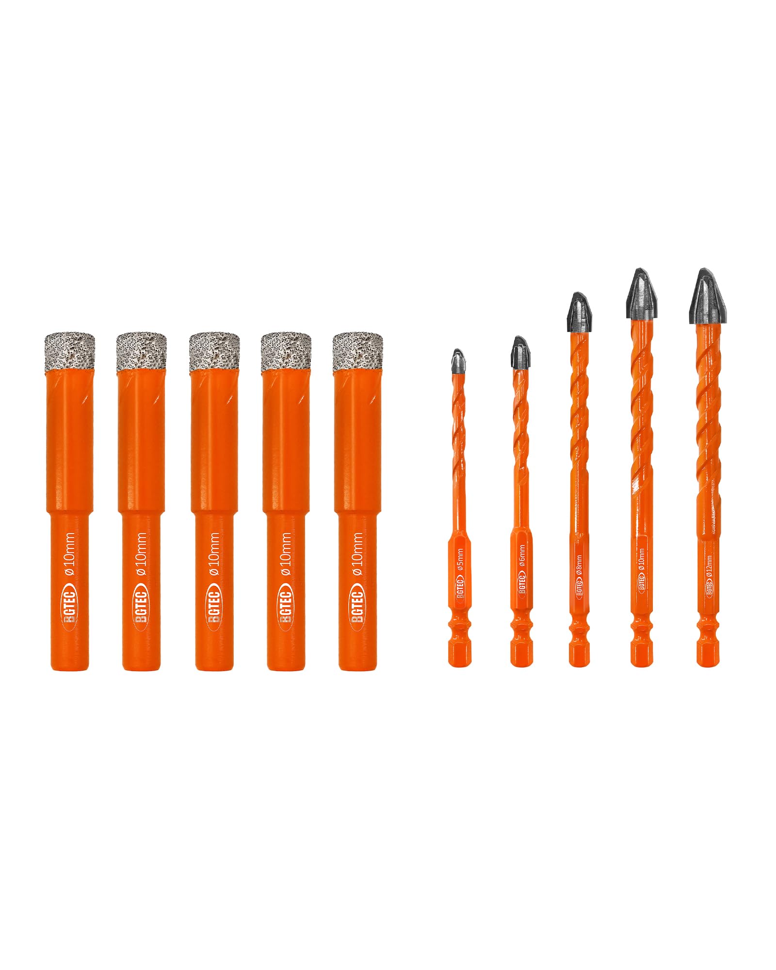 Forets diamantés et carbure BGTEC 10 pièces avec forets excentriques multi-matériaux