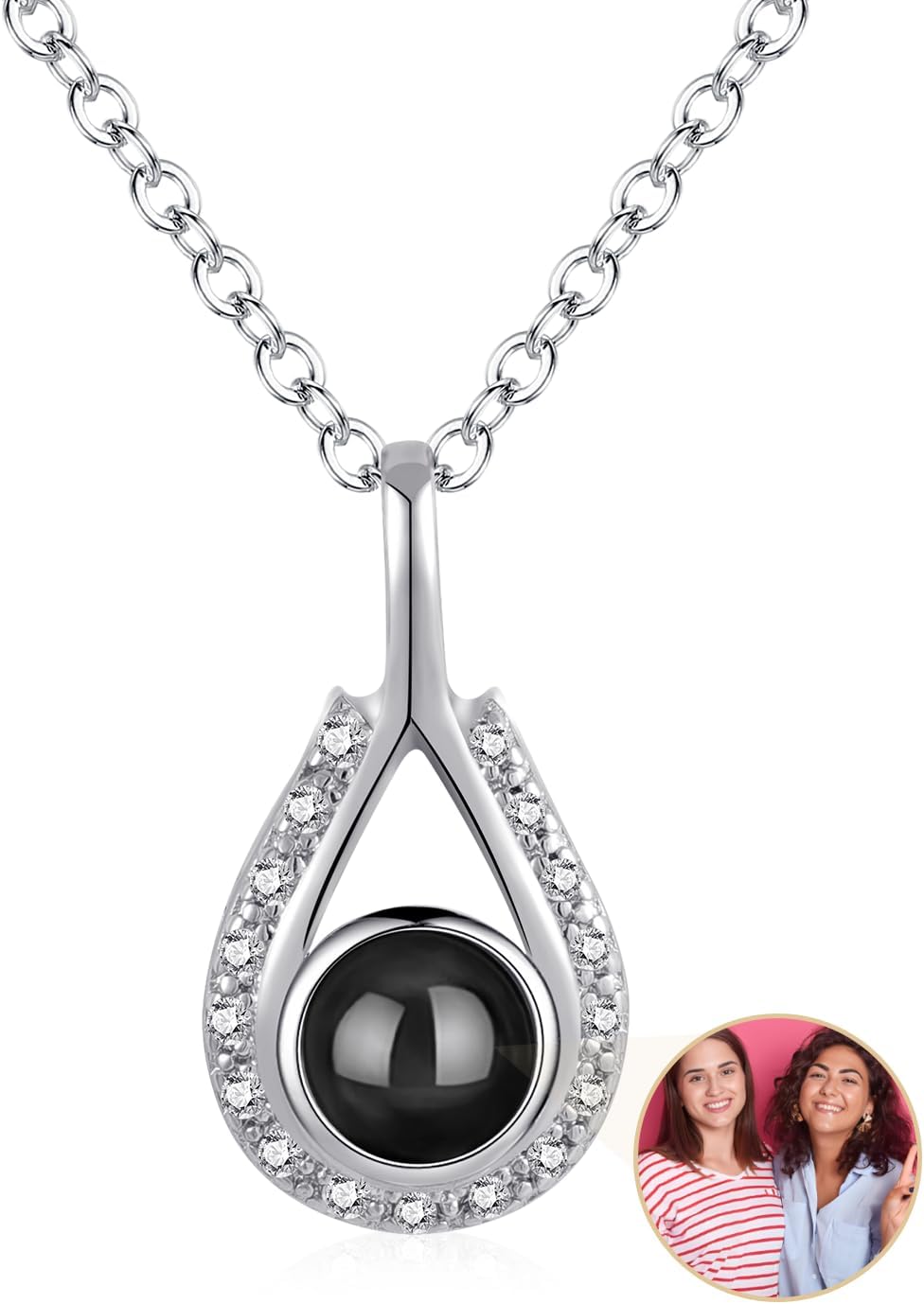 Personalized Projection Necklace with Custom Photo Pendant - Best Gift for Mom, Wife, Girlfriend, or Memorial - Mother's Day, Valentine's Day, Birthday Jewelry Gift