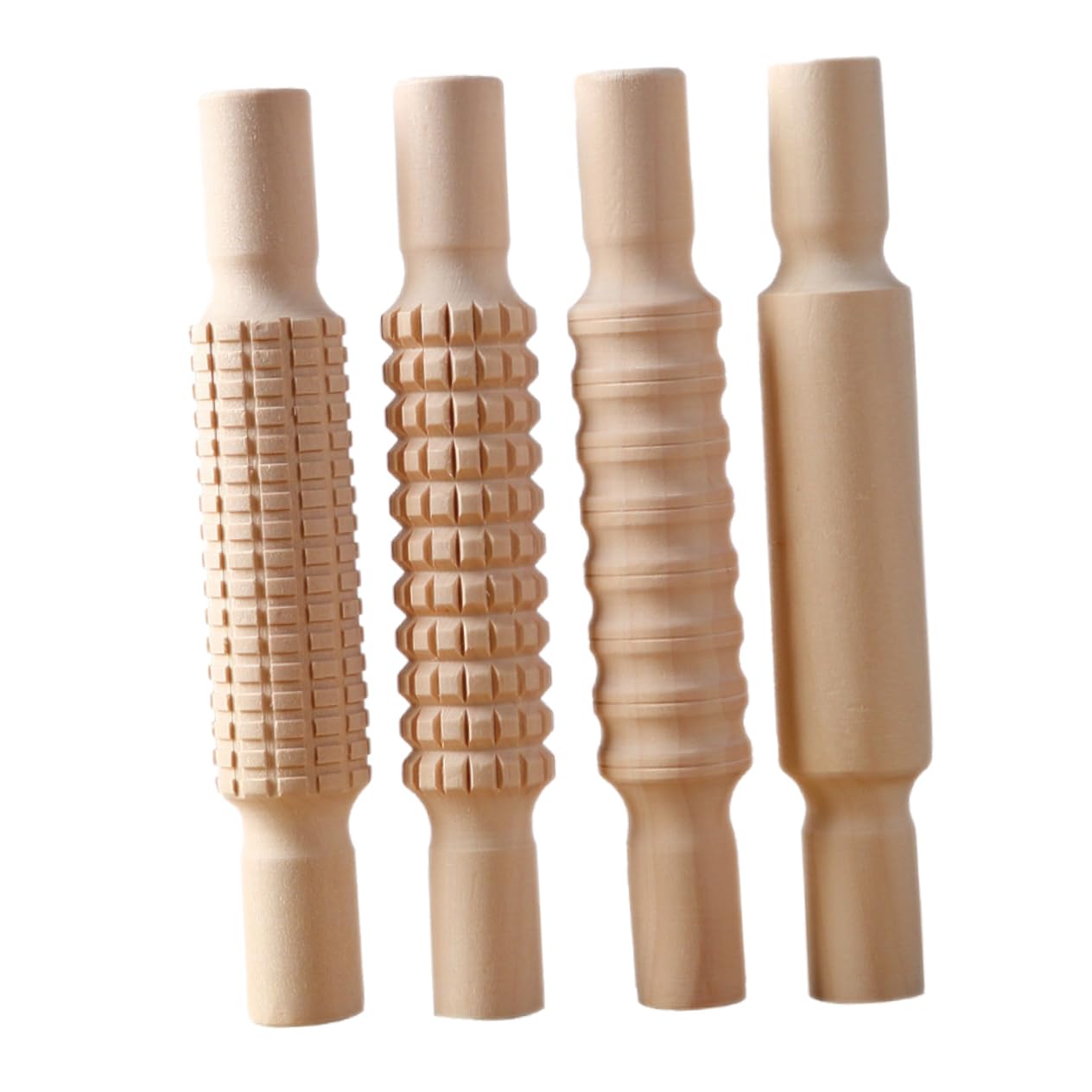 4piezas Rodillos De Textura Para Arcilla Rodillo De Madera Herramientas De Arcilla Multifuncional