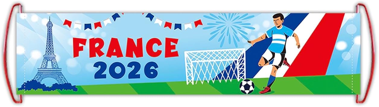 France World Soccer Cup 2026 Cheer Banner Patriotic Soccer France Fan Cheer Sign Reusable Handheld Waving Flag for Stadium Game Day & National Team Support