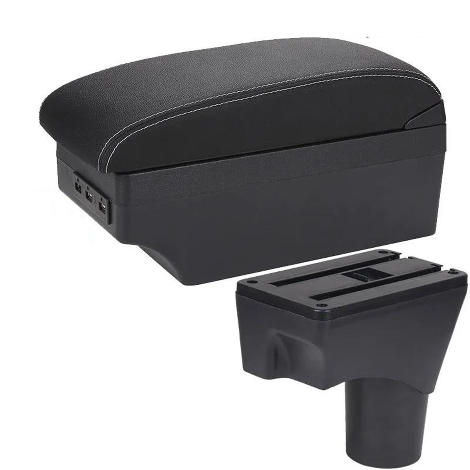 NOHEEU Car Armrest Box Storage Retrofit Parts Accessories For March For Micra K13 For Sunny 2010-2022(A3 Black white 7USB)
