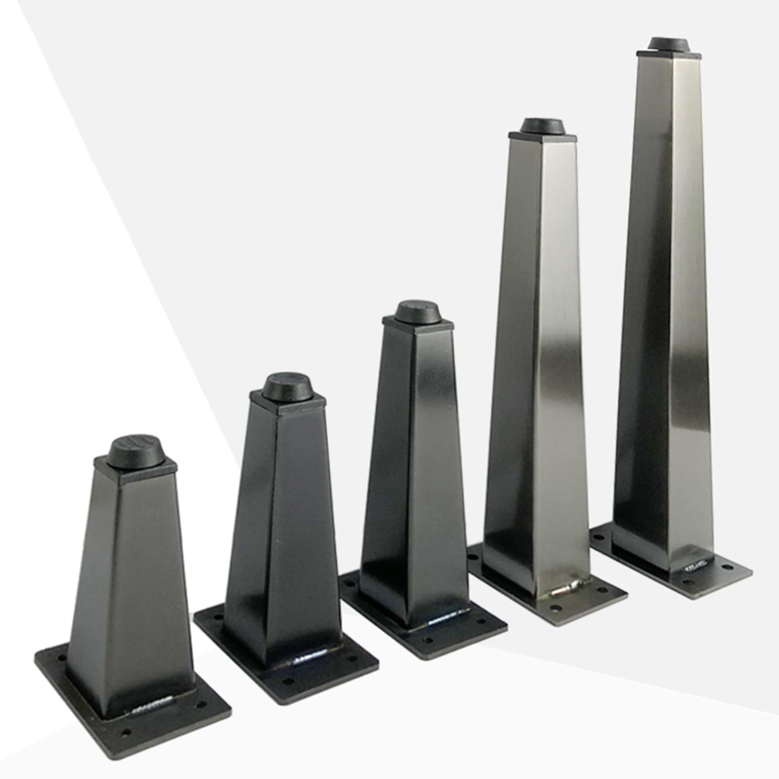 Generico Gambe per Mobili Piedini Regolabili Conici 4 Pezzi Piedini Regolabili per Tavolo Neri in Acciaio Inox Vernice Spray Piedini per Divano Altezza: 7-50,5 cm Piedini per Mobile 26 cm/10,2"