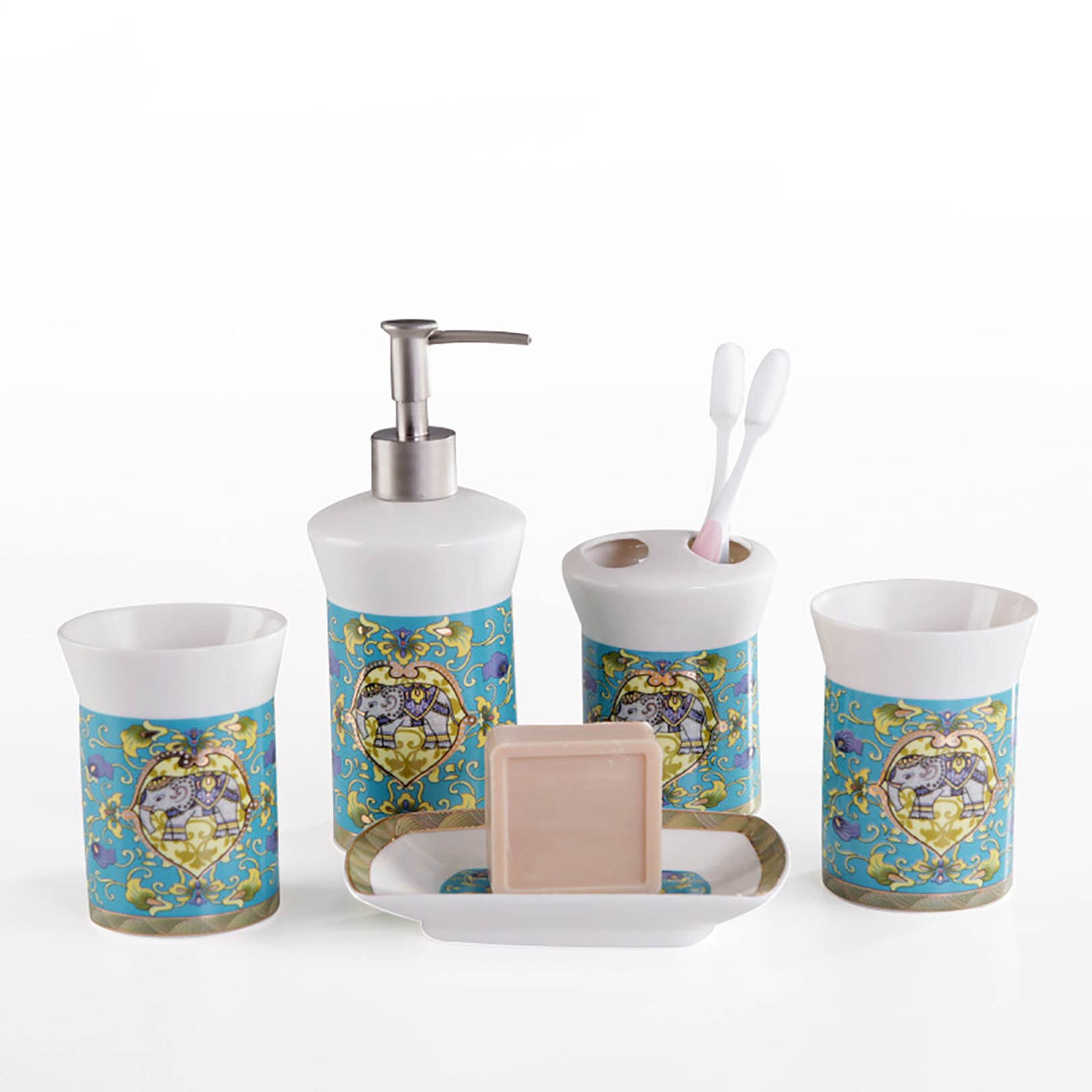 ZHINTE Bathroom Accessories Organizer Countertop Bath Set 5 Bathroom Accessories Set Pieces Bath Essentials for Countertop and Vanity