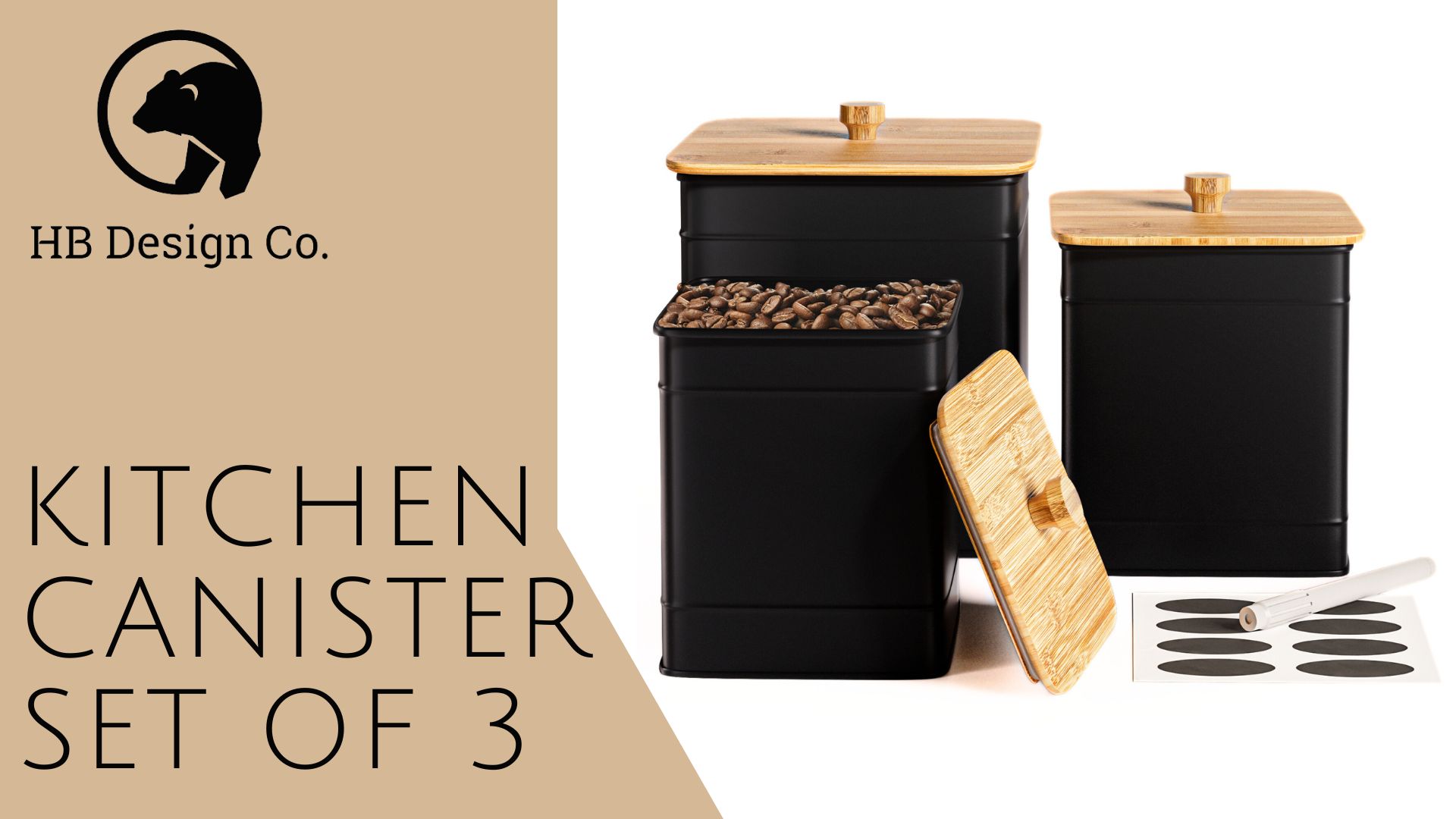 Amazon.com: Kitchen Canisters for Countertop Set of 3 with ...