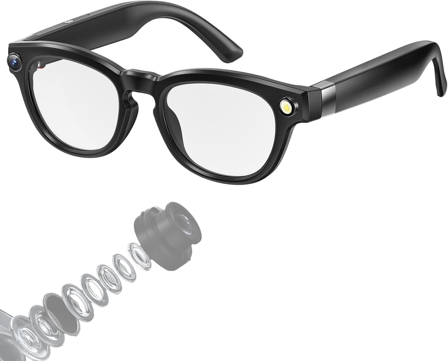 [2025 Upgraded] AI Smart Glasses with 4K Camera – Standalone Bluetooth Video Glasses with Audio