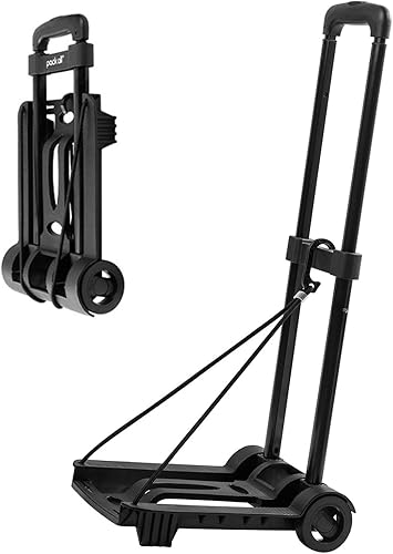 pack all Carrito de equipaje plegable, carretilla de mano resistente con ruedas, carrito compacto para el hogar y viajes (negro)