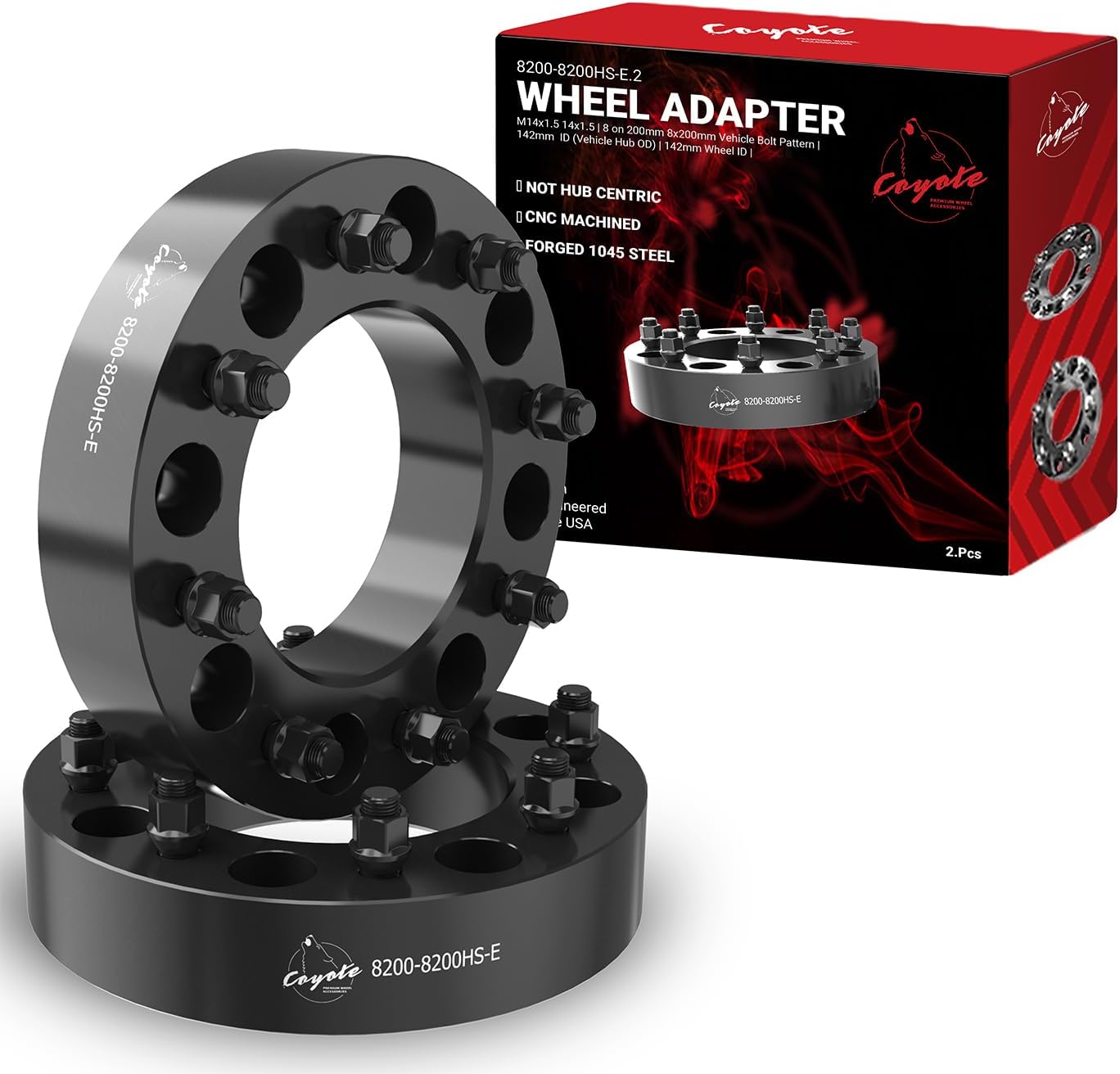 Wheel Accessories Parts 2pc 2.00" Forged Steel Wheel Spacers 8x200mm M14x1.5 Hubcentric