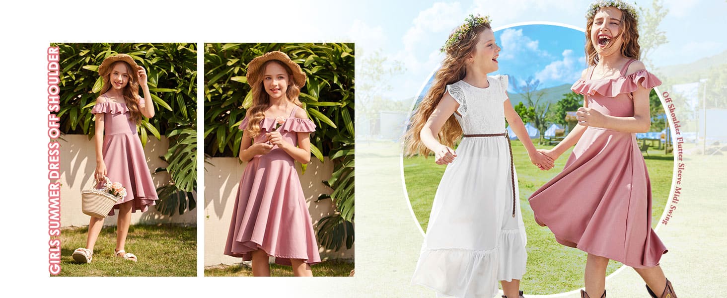 Arshiner Abito Estivo Per Bambine Con Fiocco Sul Retro - Manica Corta, Vita Alta, Chiffon Leggero - Bianco (160 Cm)