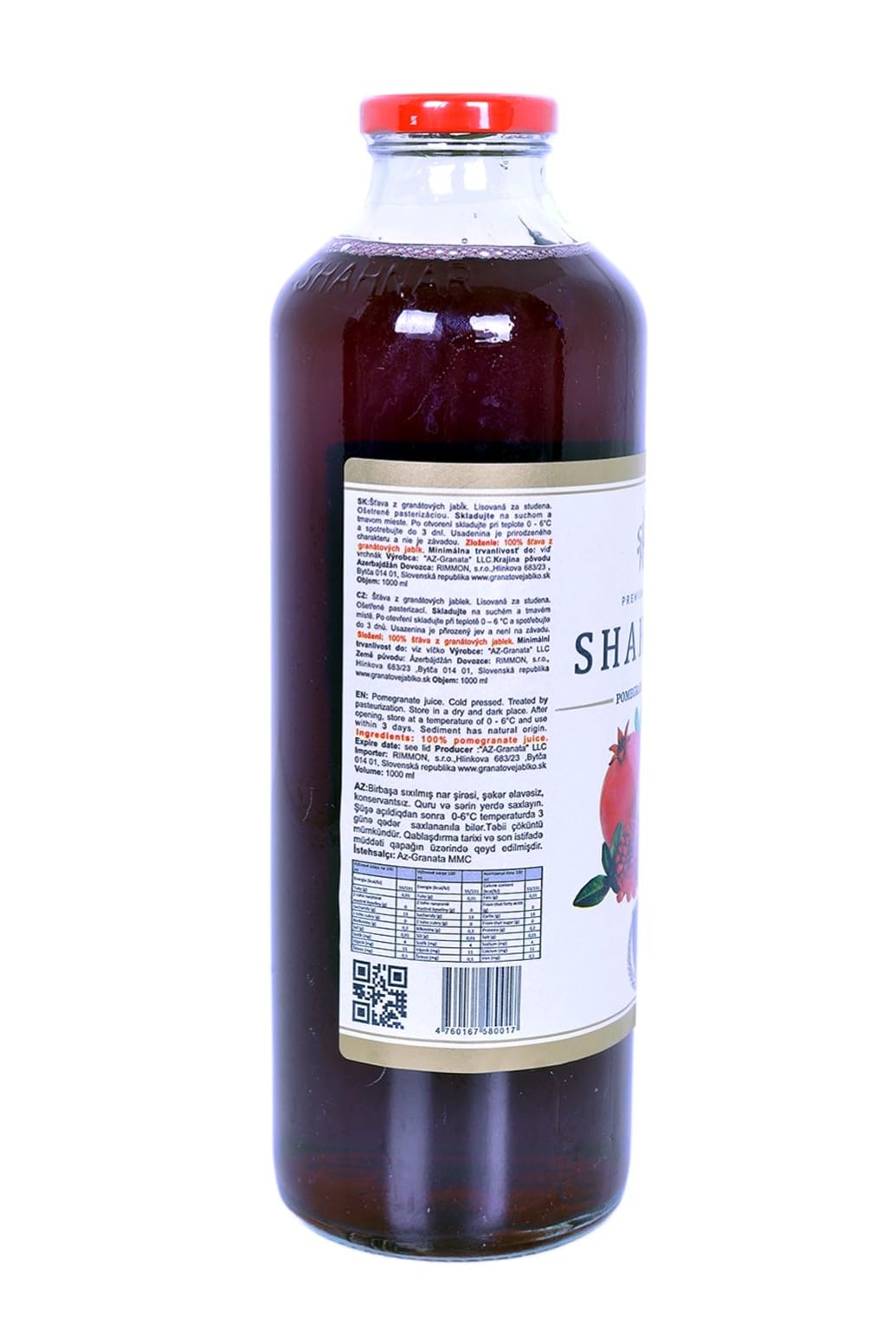 SHAHNAR 6 x 1L Granatapfelsaft – 100% Direktsaft aus Granatapfelkernen, Naturtrüb, Kaltgepresst, Ungefiltert, Ohne Zuckerzusatz, Premium-Qualität aus Aserbaidschan