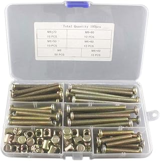 100Pcs Crib Hardware Screws, Zinc Plated M6×40/50/60/70/80mm Hex Socket Head Cap Crib Baby Bed Bolt and Barrel Nuts with 1 x Allen Wrench Perfect for Furniture, Cots