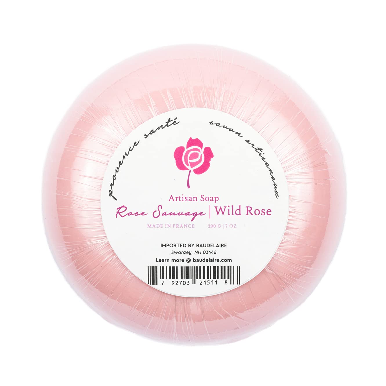Provence Sante Luxury French Bath Bar - Moisturizing Shea Butter - Triple-milled Wild Rose Fragrance, 7 oz Made in France