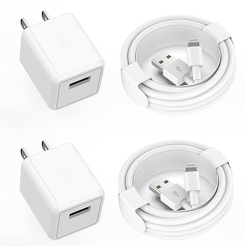 Carga para cargador de iPhone [certificado MFi de Apple] Paquete de 2 cables Lightning para sincronización de datos con cable de carga USB A, bloque