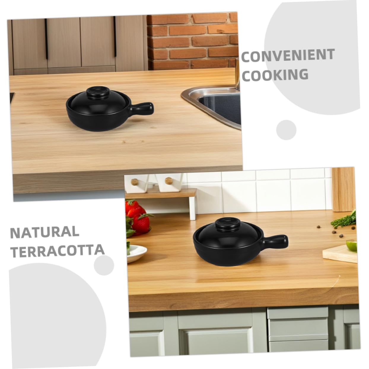 ULTECHNOVO Cazuela de Barro Tradicional Olla de Terracota con Tapa Ollas para Cocinar Arroz para Guisar para Uso Cocina