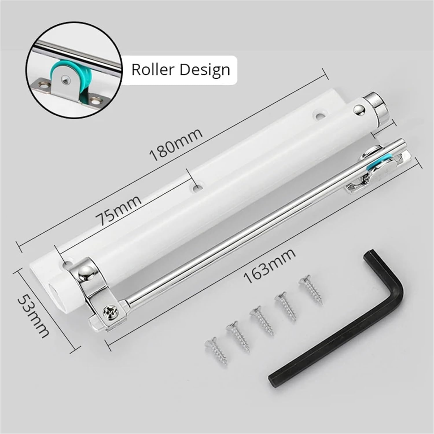 50KG Adjustable Door Closer Aluminum Alloy Automatic Door Spring Hardware 1Pcs(White)