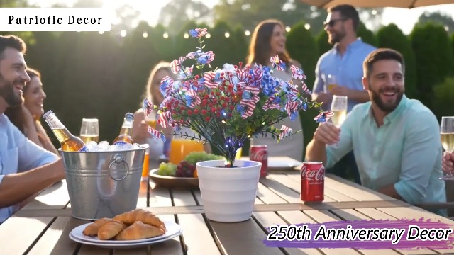 Image of Patriotic LED Artificial Flowers, 4th of July LED Flower Light, Red White Blue Patriotic Home Decor