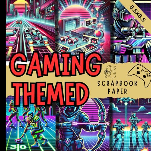 Gaming themed scrapbook paper: retro video games style craft paper pad perfect for cardmaking, junk journals, origami and mixed media & more crafting projects image 2