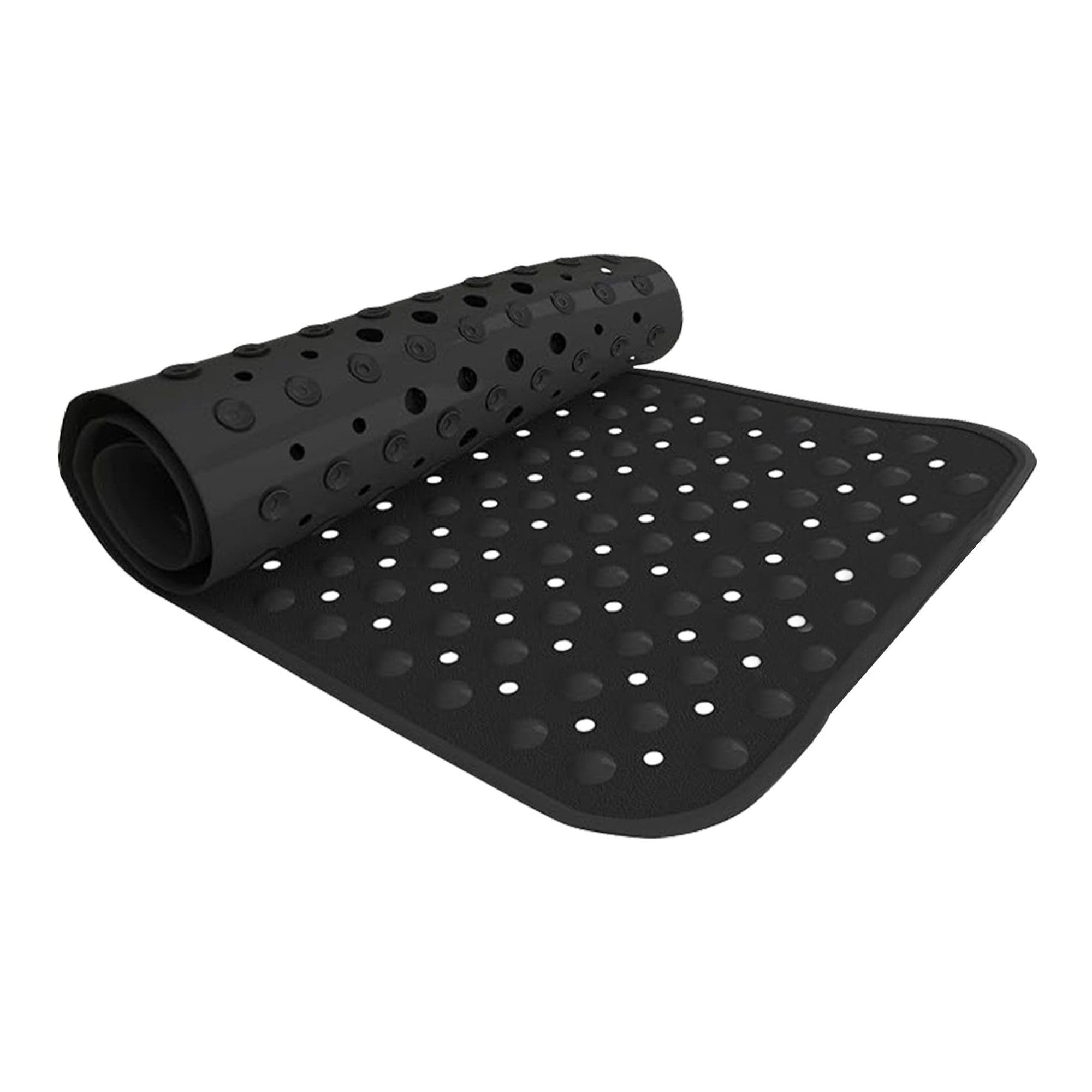 Velvetio Black Bathtub Mat Non Slip - 70X38cm Medium Long Shower Mats Non Slip Anti Mould, Anti Slip Bath Mats With Suction Cups And Drain Holes, Machine Washable,