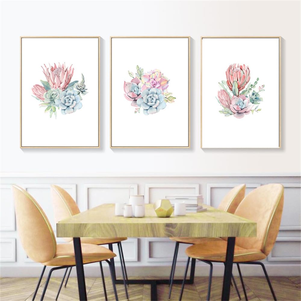 Wbyzac Multicolored Botanical Posters-Nordic Poster Canvas Painting Plant Decorative Poster Wall Art Picture For Art Decoration Flowers Bedroom Kitchen Room Decor-60 * 80Cm*3Pcs (No Frame)