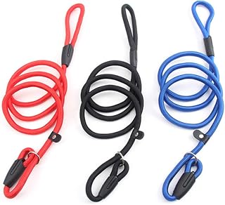 DAZAIGE Set of 3 Dog Leash Nylon Pet Collar Traction Rope Adjustable Loop Slip Lead Portable Pet Training Leash Walking Lead Collar Puppy Small Dogs Supplies, 130cm Length