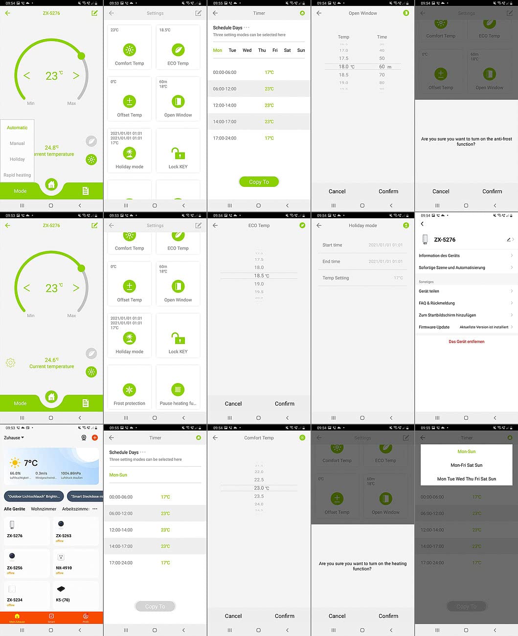 revolt Thermostat Smart: 6er-Set programmierbare Heizkörper-Thermostate mit Bluetooth und App (Thermostat Digital, Thermostatkopf, Programmierbares Heizkörperthermostate)