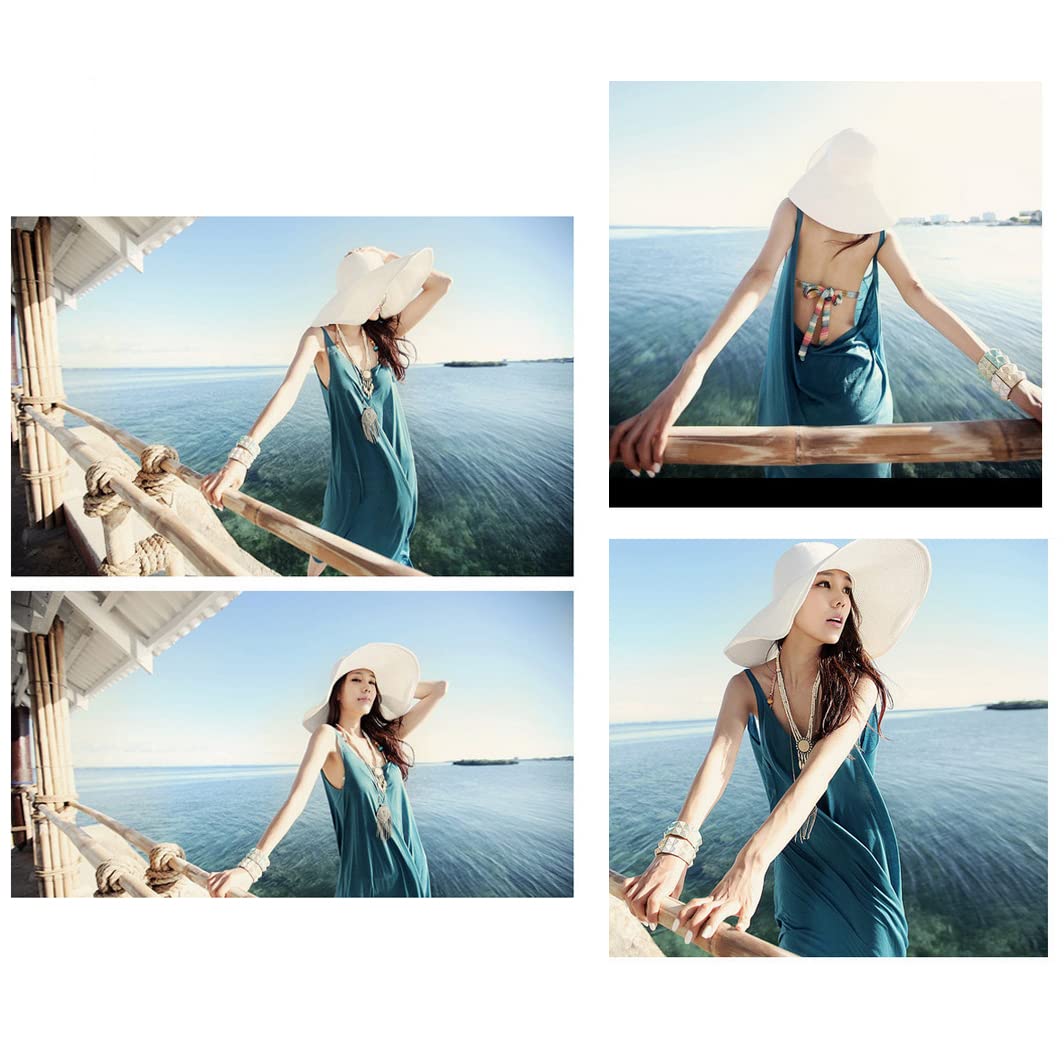 Women Girls Large Brimmed Garden Beach Big Summer Sun Hat Swimming Garden Beach Straw Hat for Holiday Traveling Black
