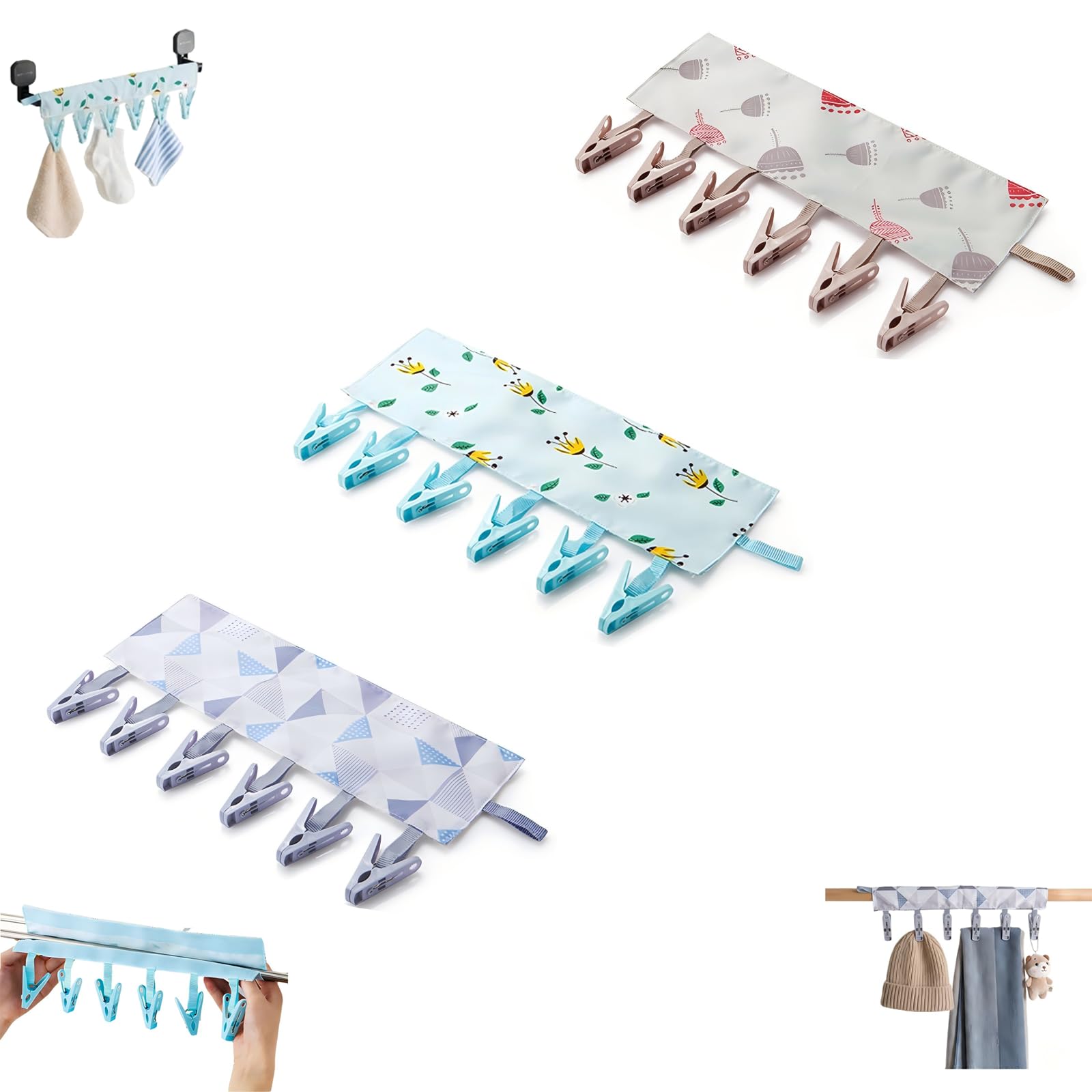 XIANJIA 3 Pcs Peg Hanger for Heated Airers, 30cm Sock Hangers for Drying with Clips, Underwear Dryer Hanger, Sock Dryer Sturdy Convenient Storage, Space Saving, Ideal Travel & Home