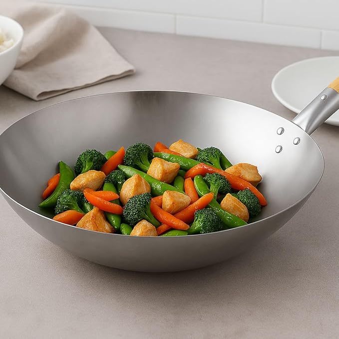 Sartén Wok Acero Carbono 14 pulgadas Mango Madera Soro Essentials miniatura 2