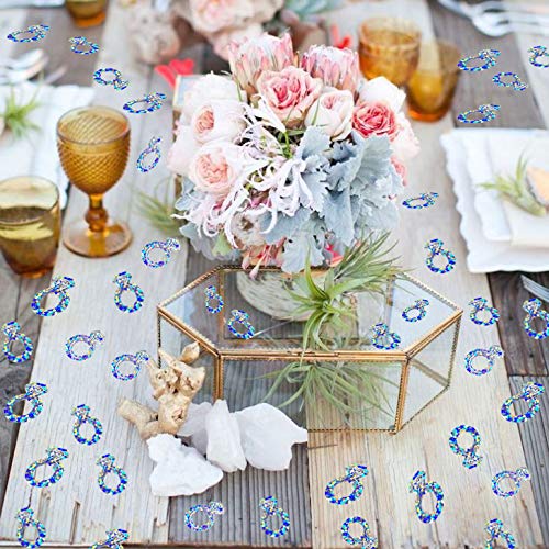Wedding Decorations Diamond Ring Foil Table Confetti For Engagement Vanlentines Day Bachelorette Bridal Shower Party Favors (Iridescent Silver,1.5 Oz/Bag,700-800 Piece/Bag) #TOP5
