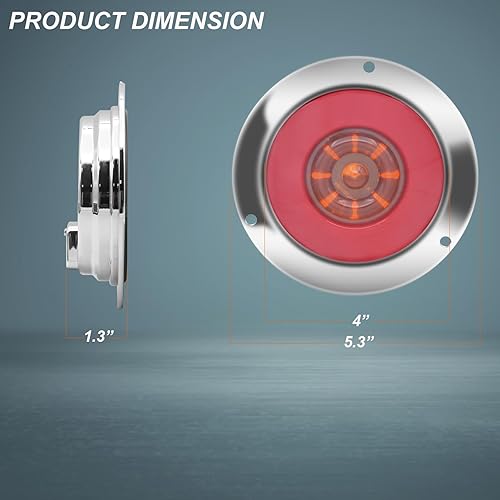 Miniatura 6 de Biqing 2 luces traseras redondas de 4 pulgadas, luces traseras LED rojas de 24 V, luces traseras de freno para remolque, 24 LED, montaje de brida