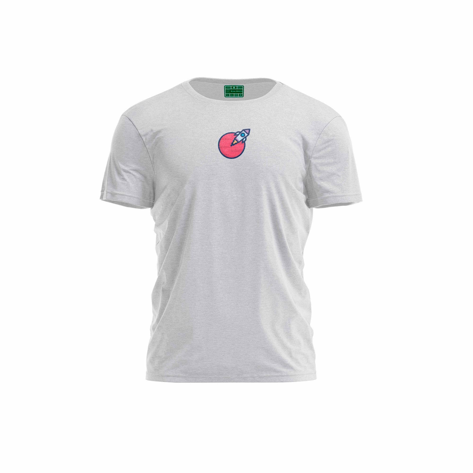 Bona Basics, Digitally Printed, Men's Basic T-Shirt,%70 Cotton%30 Polyester, Grey, Casual, Men's Tops, Size: L