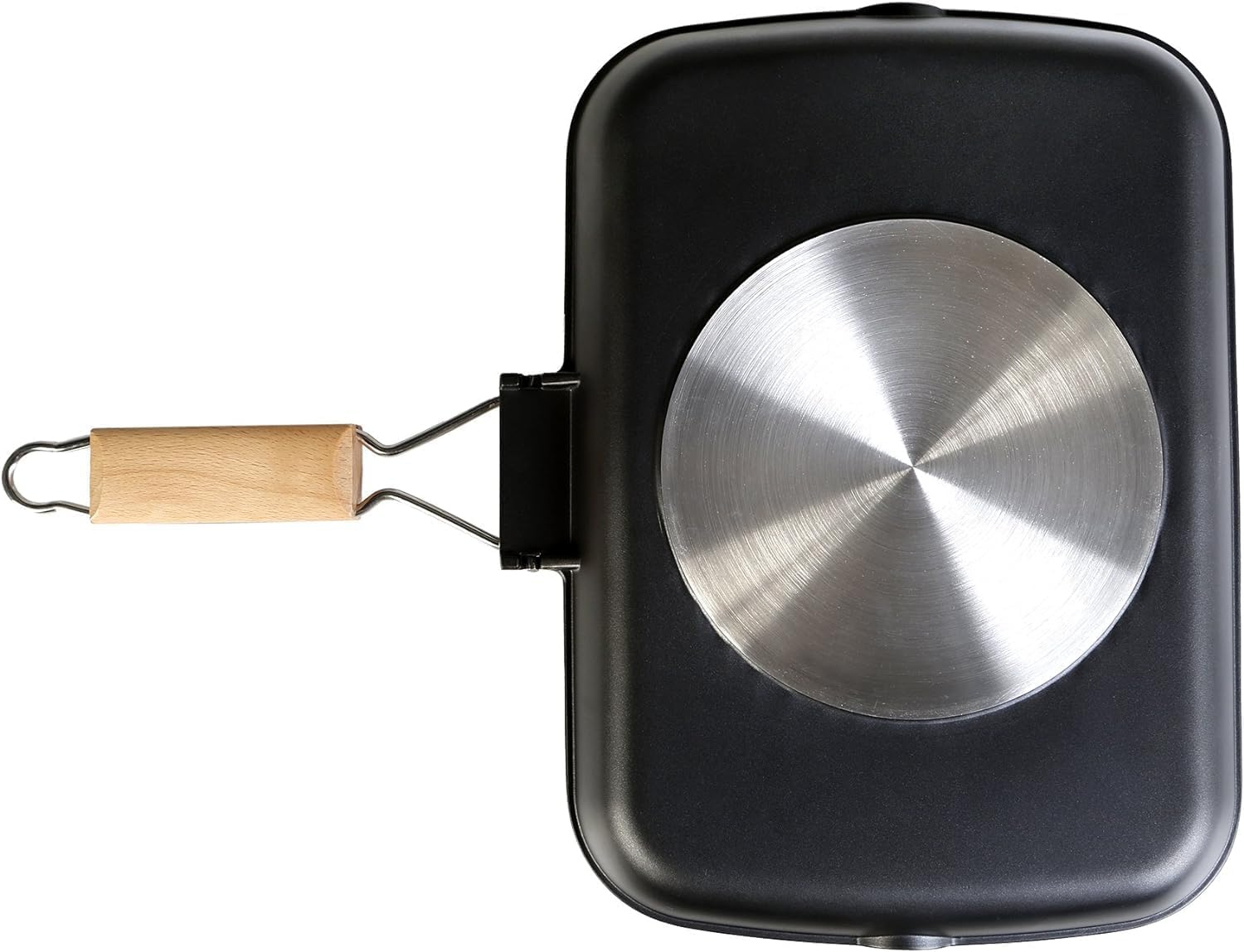 WECOOK! Ecostone Poêle à Griller Induction Ondulé, 34 x 24 cm, Antiadhésive ILAG Écologique sans PFOA, Fonte d'Aluminium, Épaisseur 5 mm, Poignée en Bois Pliable, Vitrocéramique, Gaz