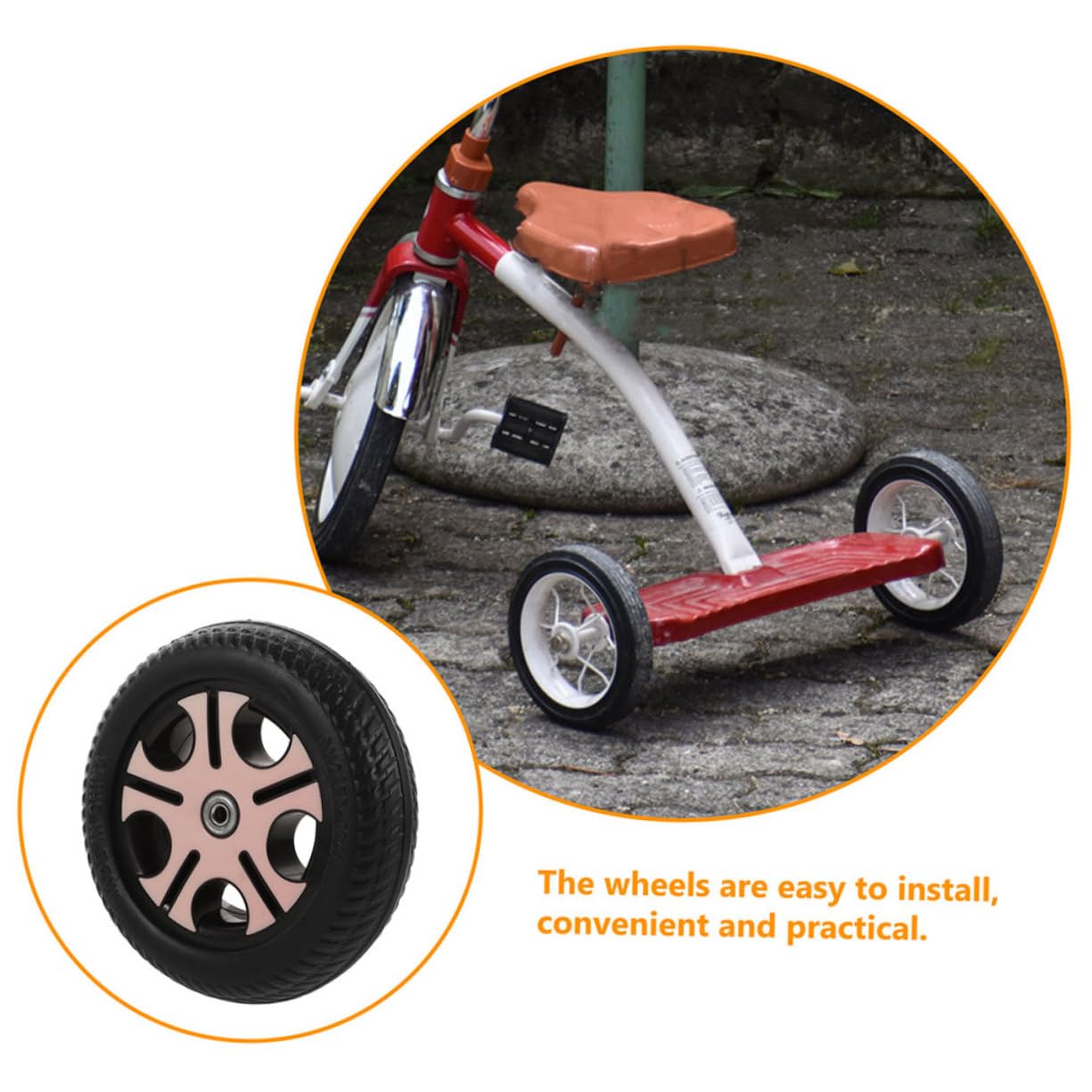 ifundom Ruote per Triciclo Bambini 2 Pezzi in Plastica Rosa Foro 0,8cm, Leggere e Facili da Installare, Adatte a Scooter e Biciclette per Ragazzi e Ragazze