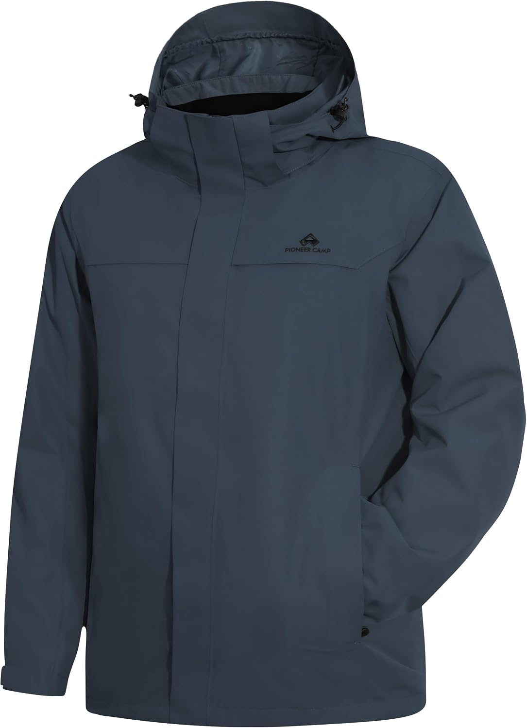 Pioneer Camp Men's Waterproof Rain Jacket Lightweight Hooded Shell Coat for Hiking & Outdoor with 3 Pockets Windbreaker