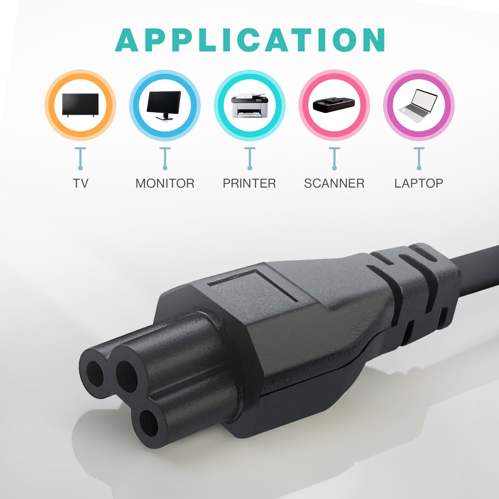 Cavo di alimentazione universale per computer portatile 3 pin 125 V per Dell HP LG, Lenovo, Asus, Acer, Toshiba, Sony, computer portatili, monitor, stampanti, scanner NEMA 5-15P a C5
