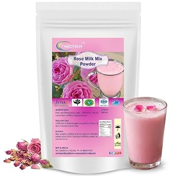 Neotea Rose Milk Mix Powder | Preservative Free, Non-GMO, No Artificial Color | Organic Rose Milk Powder for Cooking, Drinking, Smoothies, Toppings 200 GM