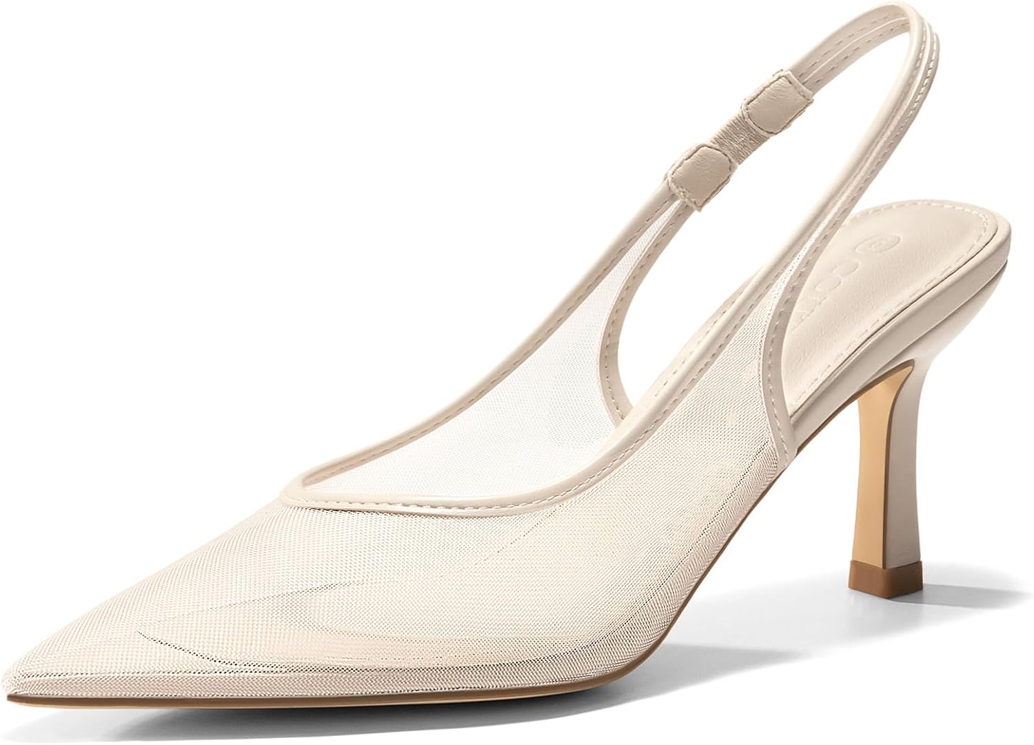 Coutgo Womens Mesh Slingback Kitten Heels Pointed Toe Low Heel Pumps Sexy Dress Shoes