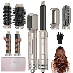 Atopskins 6 in 1 Air Styler Set Pro Hairstyler Haarstyler Warmluftbürste | 1000W Haartrockner, 30mm Warmluft-Lockenstab, Rundbürstenföhn,Föhnbürste, Glättbürste| Geschenke Sets für Frauen Haarföhn