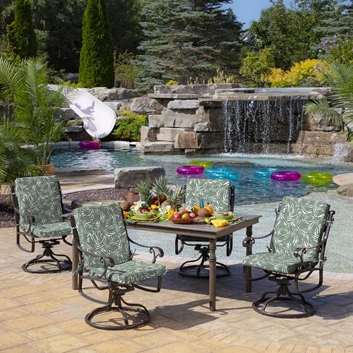 Image of Arden 2-Pack Outdoor Patio Dining Chair Cushion, 20 x 44, Rain-Proof Seat Pad, Fade-Resistant Outdoor Cushion Sage King Palm