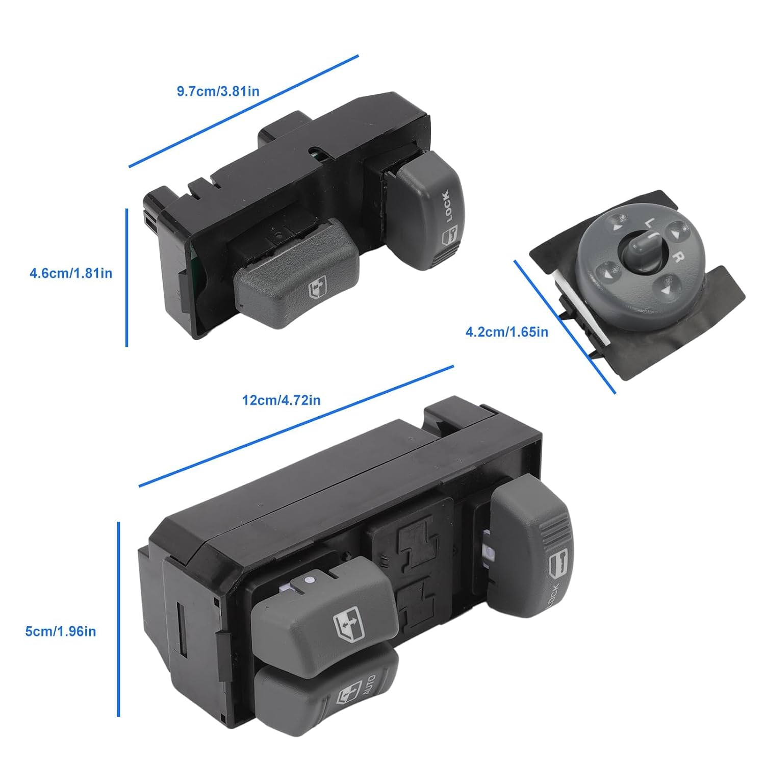 Front Driver Window Mirror Switch Passenger Side for Blazer C1500 C2500 C3500 K1500 K2500 K3500 Tahoe C1500 C2500 C3500 Jimmy K1500 K2500 K3500 1995-2000 15151356 15151362 15009690