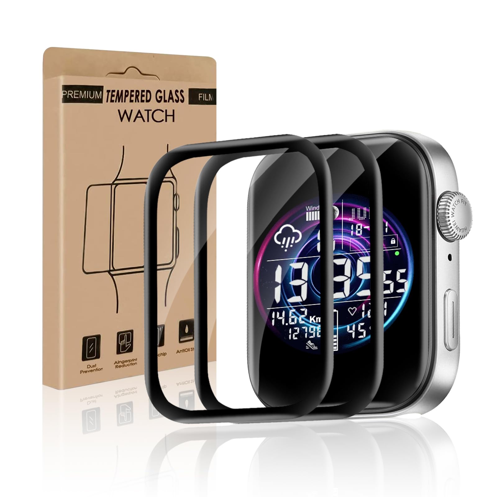 Cable Leader 2 Stück Schutzfolie für Panzerglas für Huawei Watch Fit 3, Ultra-Klar Keine Blasen Anti-Kratzer Huawei Fit 3 Displayschutzfolie, 3D Curved Bestnote Schutz Hohe Empfindlichkeit Schutzglas