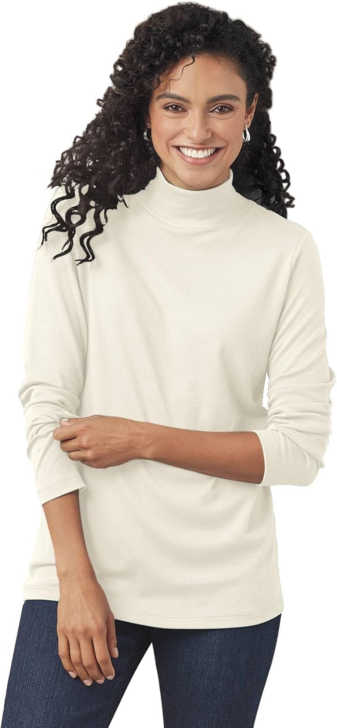 Pima Cotton Mock Neck Top