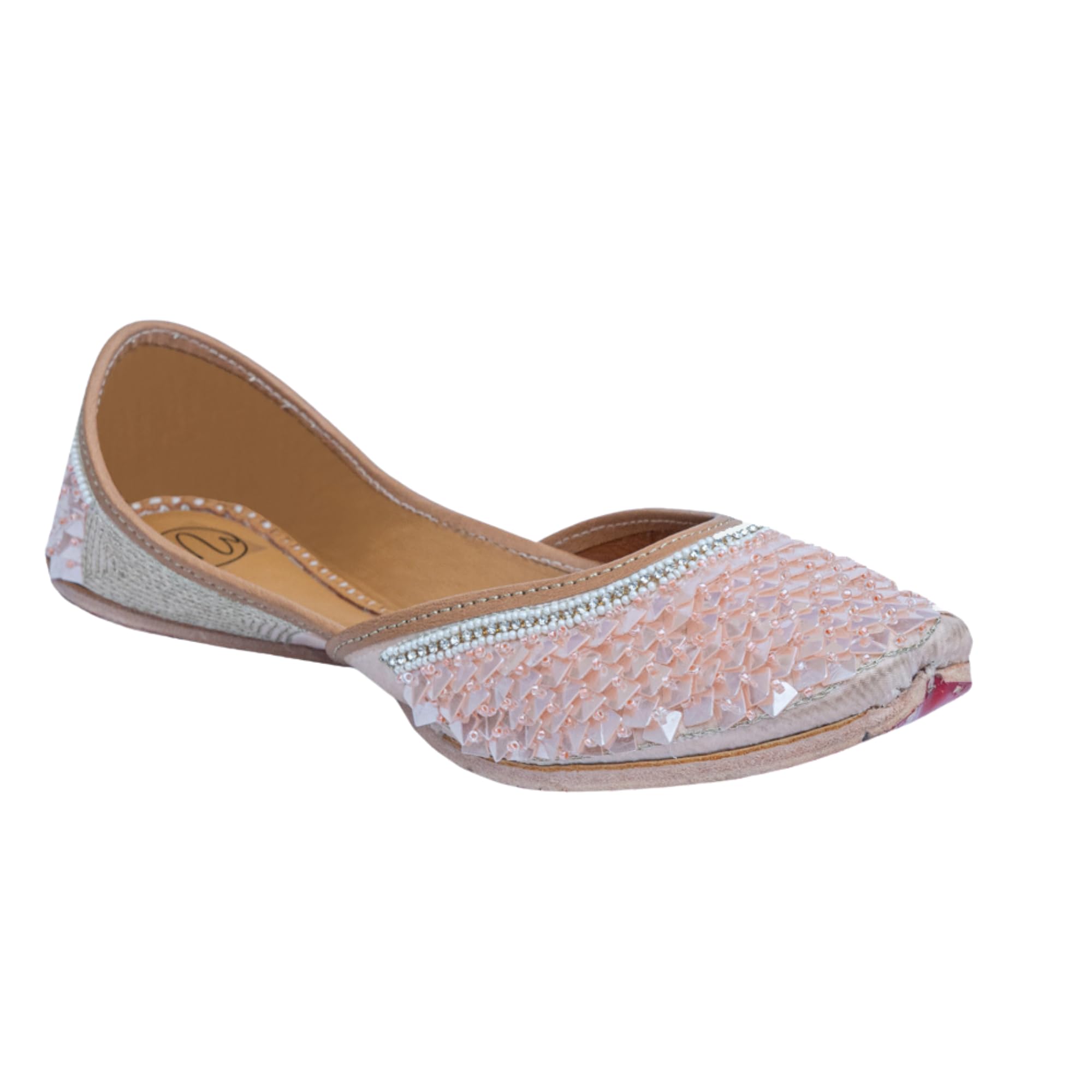 Women Peach-Coloured Embellished Ethnic Mojaris Flats | 3-image-20