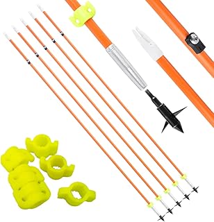 ZSHJGJR 32 inch Bow Fishing Arrows Archery Fiberglass Fishing Hunting Arrows with Broadheads Safety Slides for Compound Bow Recurve Bow Fishing Hunting 3/6/12pcs (6pcs-Type 1)