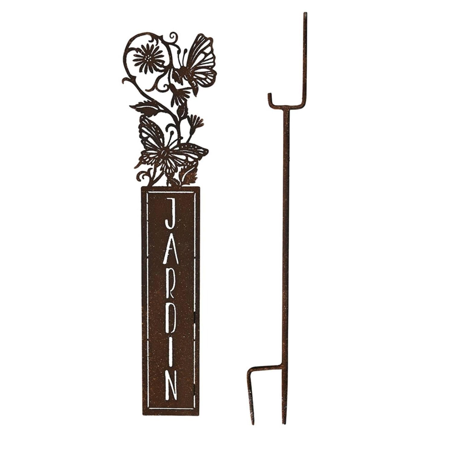 Rust-Brown Garden Stake with Sign Decorative Ground Stake Filigree Metal Garden Sign Outdoor for Gardeners, Homeowners, Flower Beds, Planters, Yards, Patios, Style One-image-44