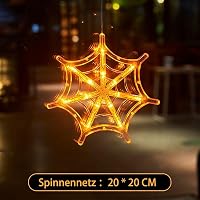 Yeeteesy Halloween Dekorációs Ablakfény - Tökök és Pókok Mintájú Meleg Fehér LED Világítás Beltérre és Kültérre, Elemes Működés, Bambusz Üve 6