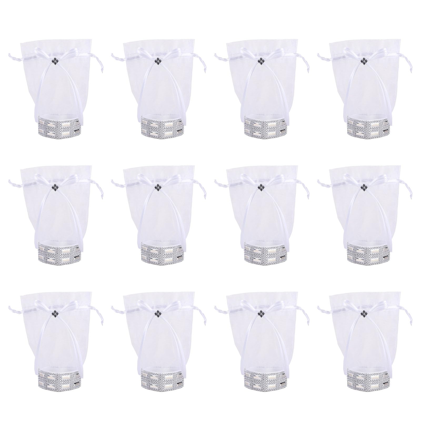Xjdzineq 12pcs Drawstring Closure Organzas Candy Holder Snacks Wraps Round Base Gift Packaging Bags for Weddings Holidays Wedding Favor Pouches