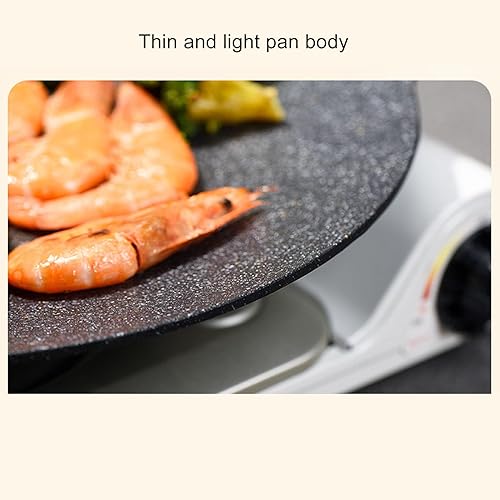 Miniatura 9 de AYNEFY Plato de barbacoa coreano, placa portátil antiadherente para acampar al aire libre, sin humo, sartén circular para ambas estufas de inducción
